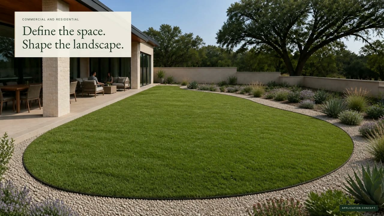 Edging around a curved lawn: Define the space. Shape the landscape.