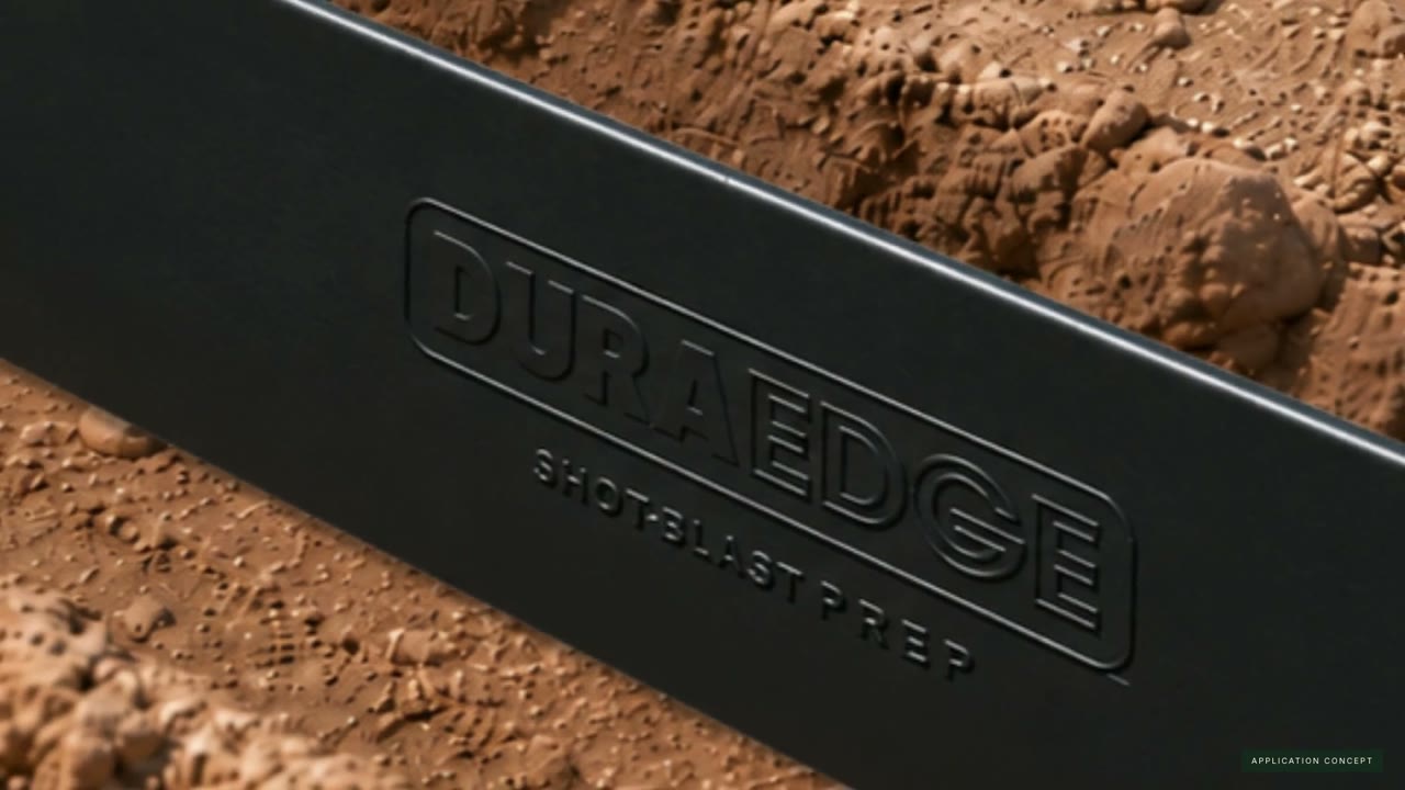 Close-up of the shot-blast finish on the edging.