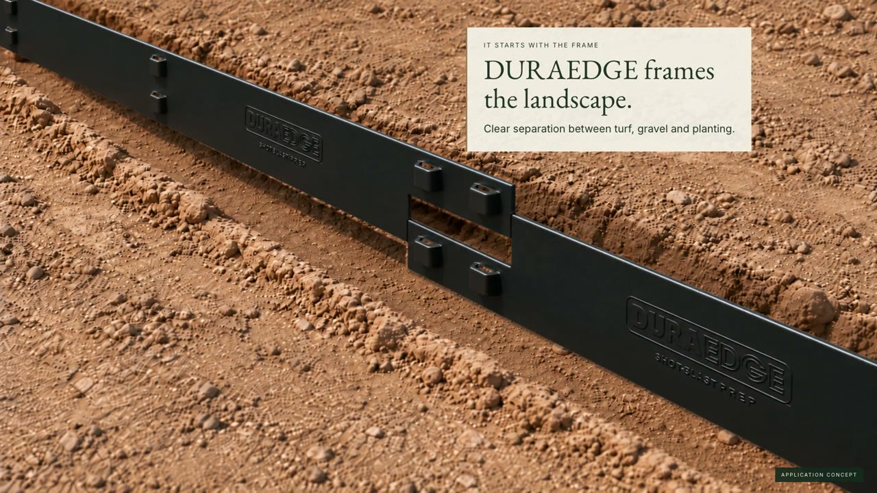 Edging set in soil: DURAEDGE frames the landscape.