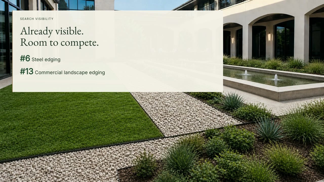 Already visible. Room to compete. Sixth for steel edging, thirteenth for commercial landscape edging.